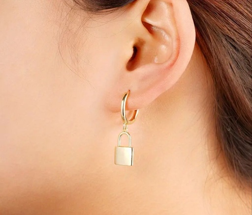 [88129659] Stylish Drop Earrings Minimalist Lock-Shape Pedant