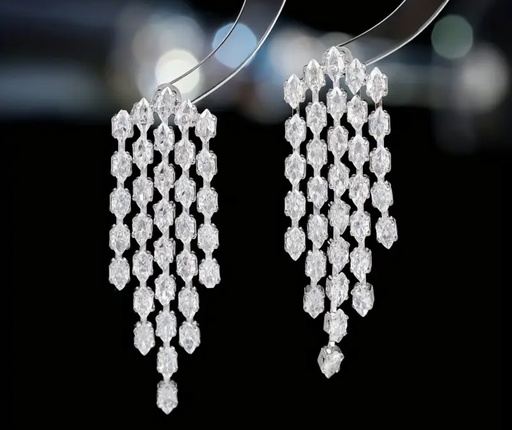[88129670] Rhinestones tassel drops dangle earrings 