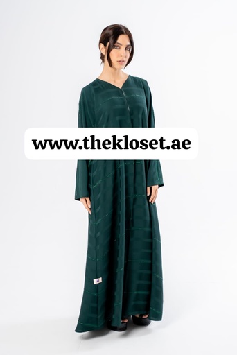 [72329718] Green hand beaded Fancy silky Abaya 