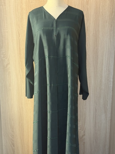 [72329718] Green hand beaded Fancy silky Abaya 