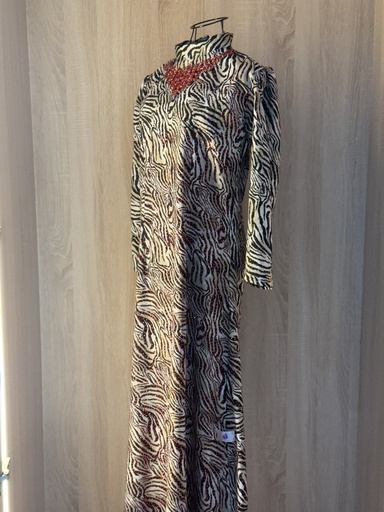 [79929720] High neck Hand beaded tiger dress 