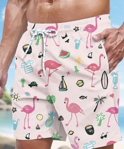 Men's vibrant Print pink Beach Shorts  
