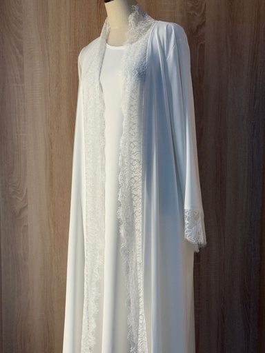 [72329799] White lace abaya