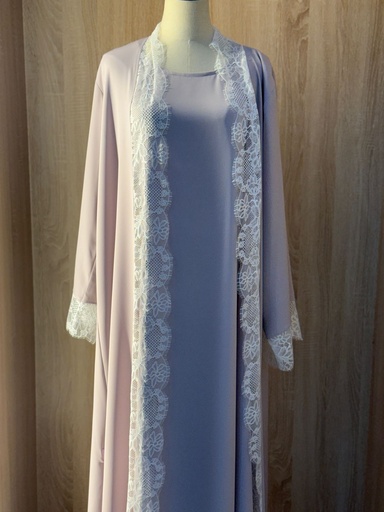 [72329809] The lady lace light purple abaya