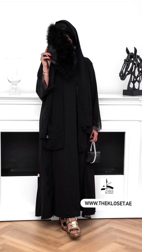 [72329813] Black lace abaya