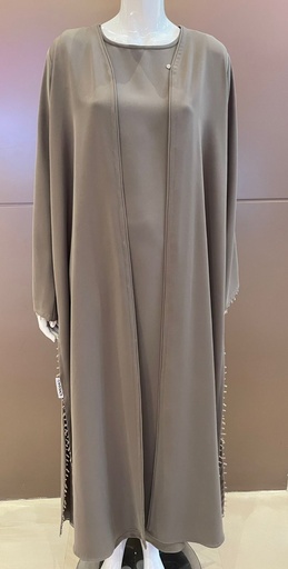 [72329820] Stylish beaded beige abaya