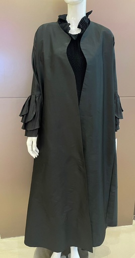 [72329821] Black 3-piece abaya set with top and trousers