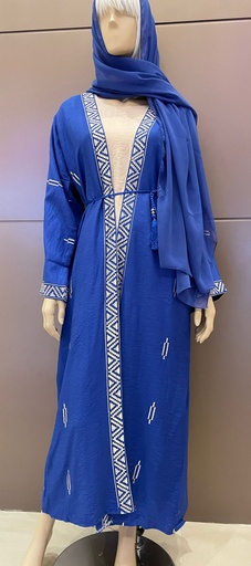 [72329844] Bright Blue Abaya With Dress And Shaila 