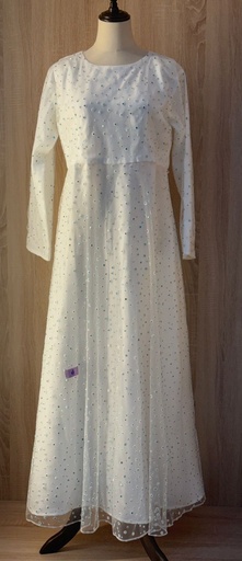 [79929851] Elegant White Dress Embellished With Beaded Details Design 