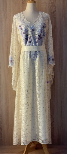 [79929853] Elegant yellow dress embellished with beads 