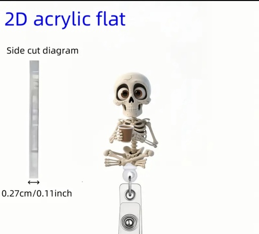 [00029943] Coffee drinking skeleton ID Badge  