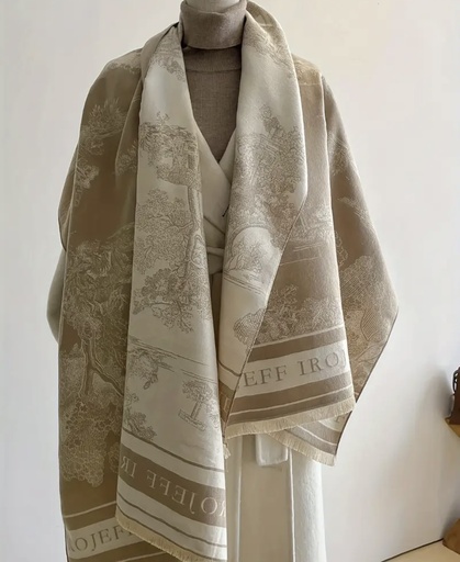[83429970] Khaki art pattern Boho shawl  