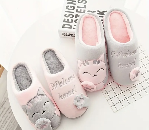 Plush lined cat claw fluffy Slippers  