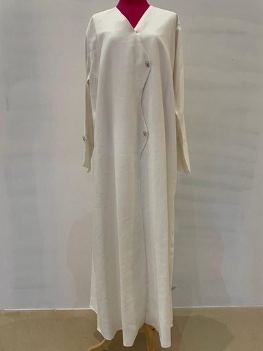 White Abaya with Heart-Shaped Button