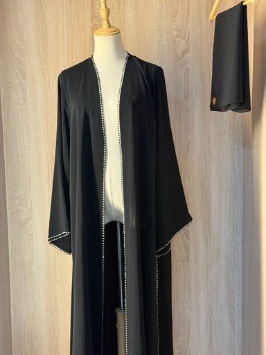 [72330112] Elegant Black Beaded Abaya