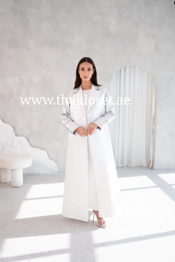 [72330116] Elegant In Silver And White Abaya