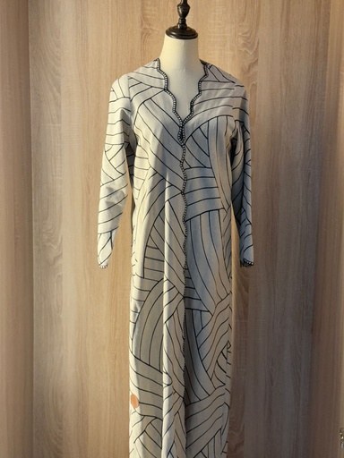 [72330124] Leaf-line Open Abaya