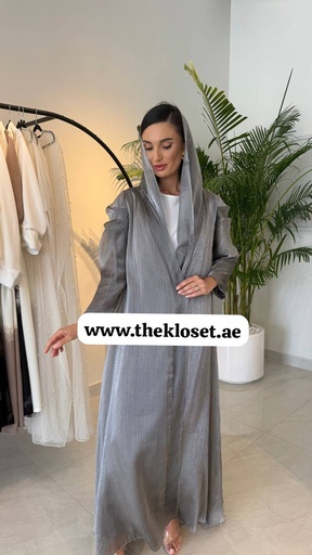 [72330131] Elegant Shimmery Gray Abaya