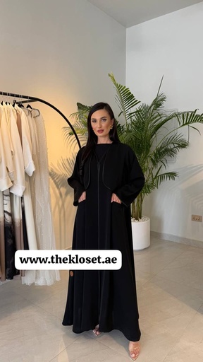 [72330138] Flowy Black Abaya