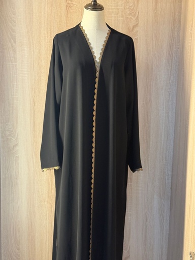 [72330139] Black Abaya With Gold Trim