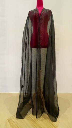 [72330164] Black Chiffon Abaya with Beads 