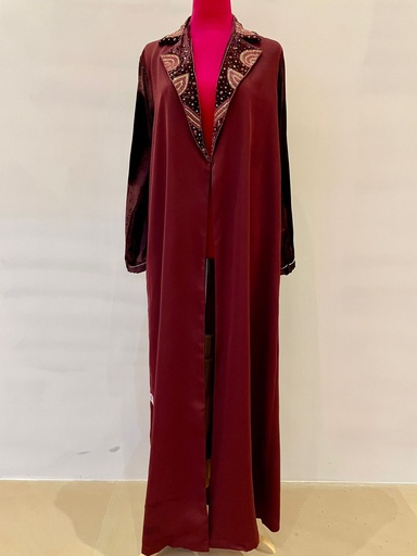 [72330172] Chic Velvet In Maroon Abaya
