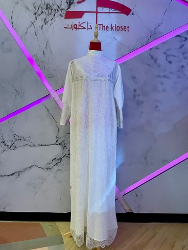 High Neck White Lace Maxi Dress