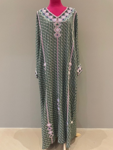 V-Neck Embroidered Printed Dress