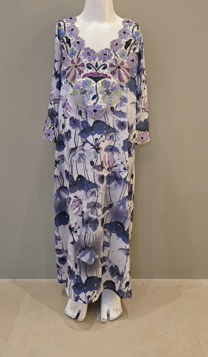 [24730311]  Beautifully Embellished Beaded Kids Dress with Floral Print