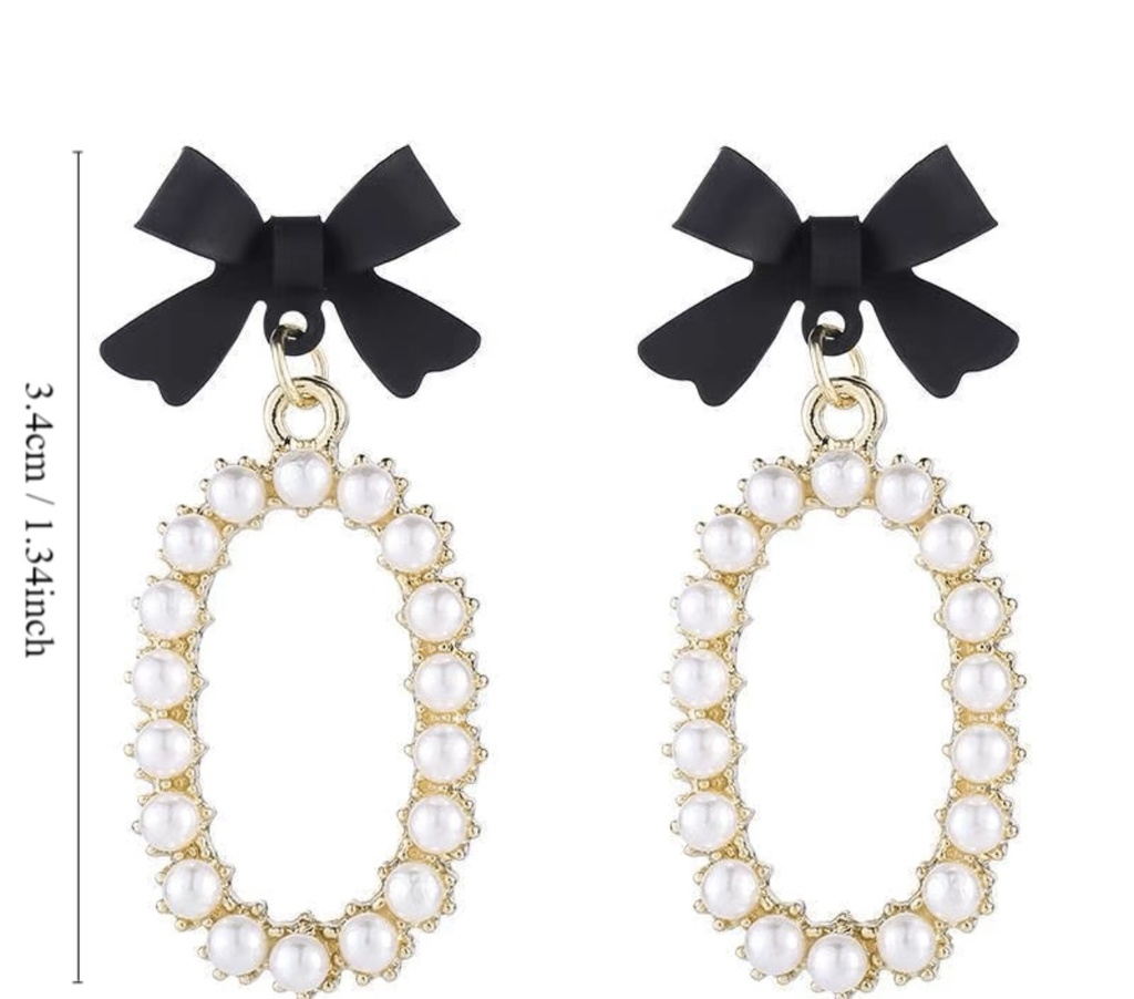 Pearl loop bow earrings