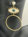 Twisted loop evil eye earrings