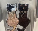 Grey Sequins Cat &amp; TMA cup T shirt