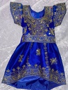 Blue Dress Designed for Young Girls with Intricate Golden Thread Work and Sequin Embellishments