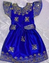 Blue Dress Designed for Young Girls with Intricate Golden Thread Work and Sequin Embellishments
