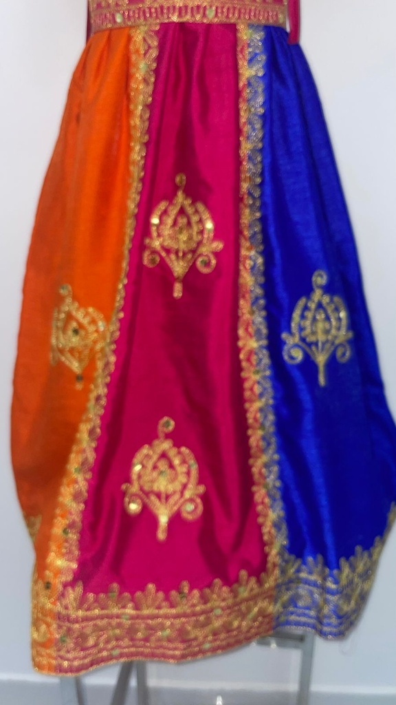 Multiple Color Young Lady Dress With Golden Embroidered Belt