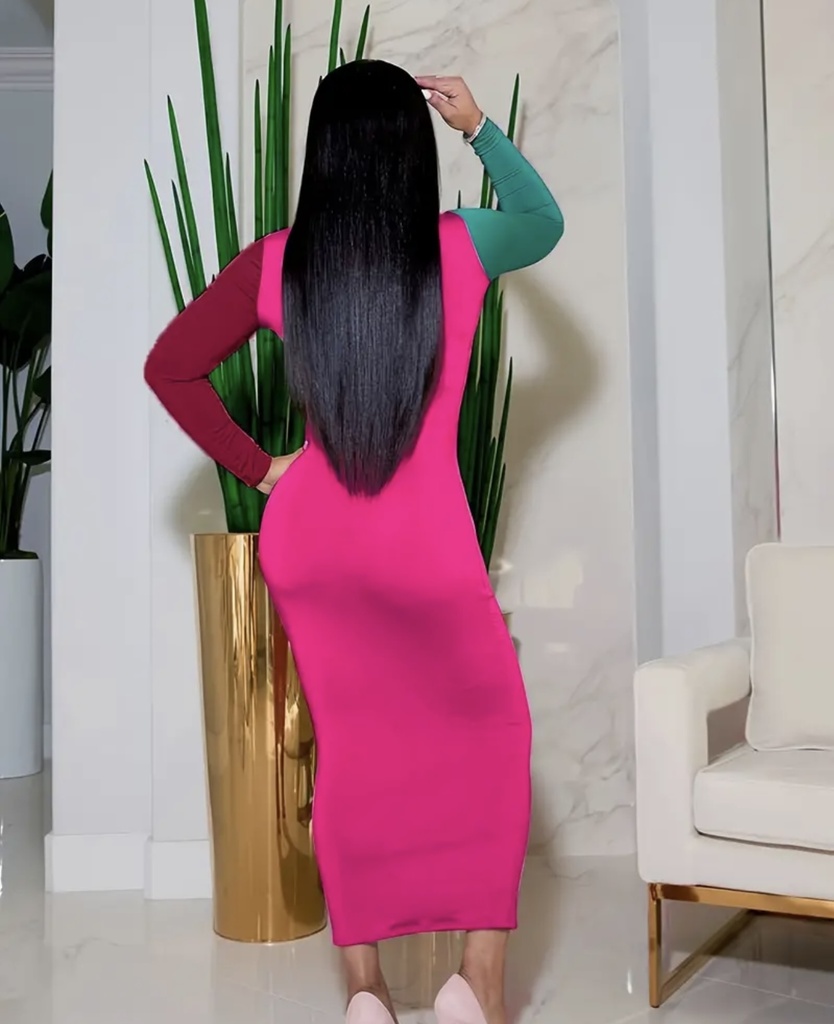 Color block bodycon maxi Dress