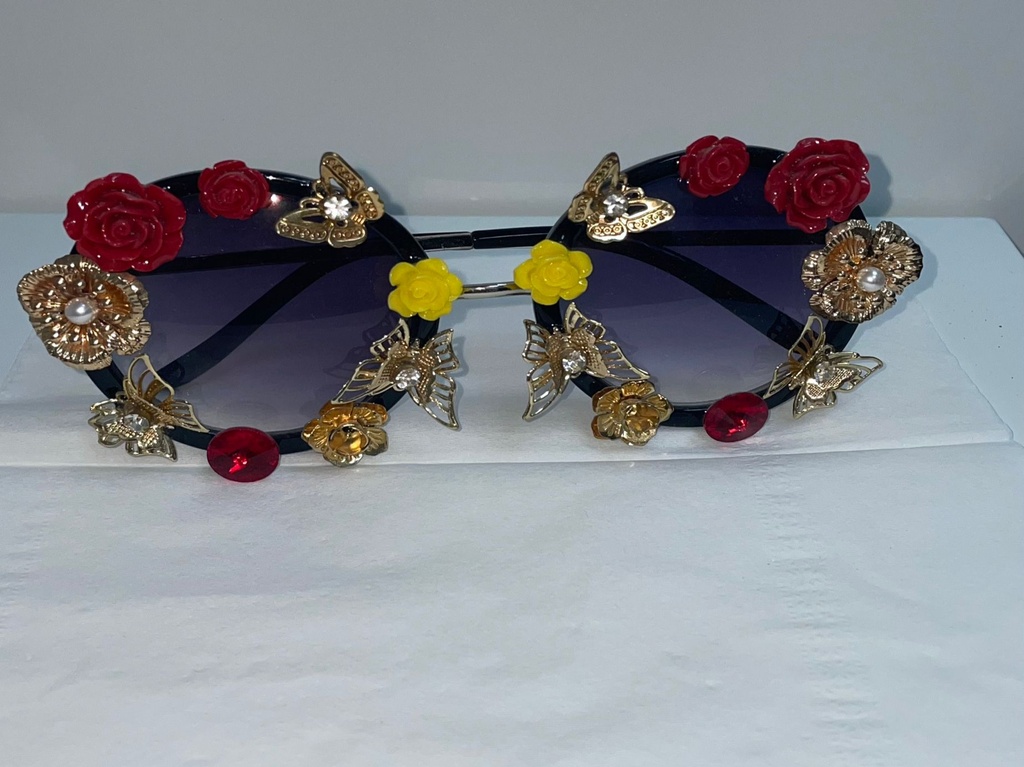 Golden Butterfly & Roses Sunglasses -Shade Candy 