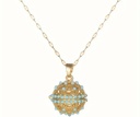 Vintage golden turquoise copper sphere golden necklace