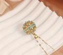 Vintage golden turquoise copper sphere golden necklace