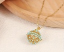 Vintage golden turquoise copper sphere golden necklace