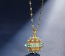 Vintage golden turquoise copper sphere golden necklace