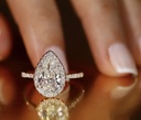 Exquisite pear shaped sliver plated zircon ring