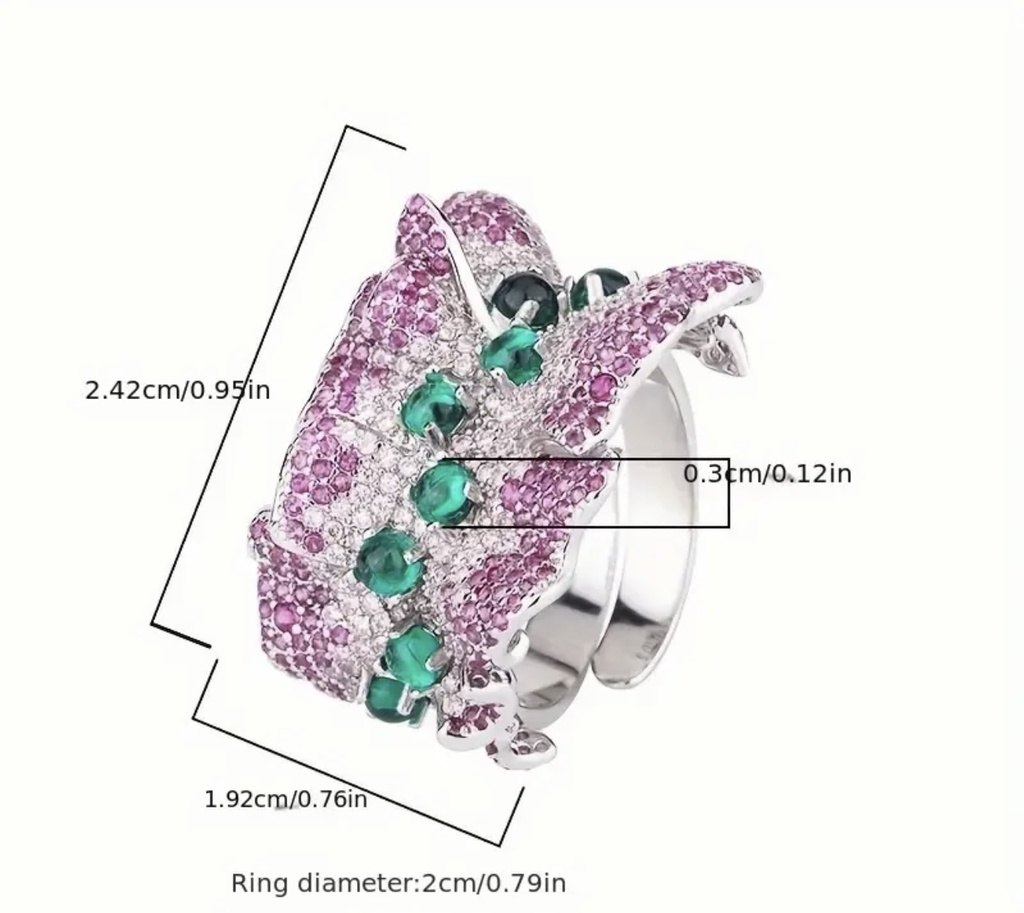 Ruby Ribbon zircon adjustable ring