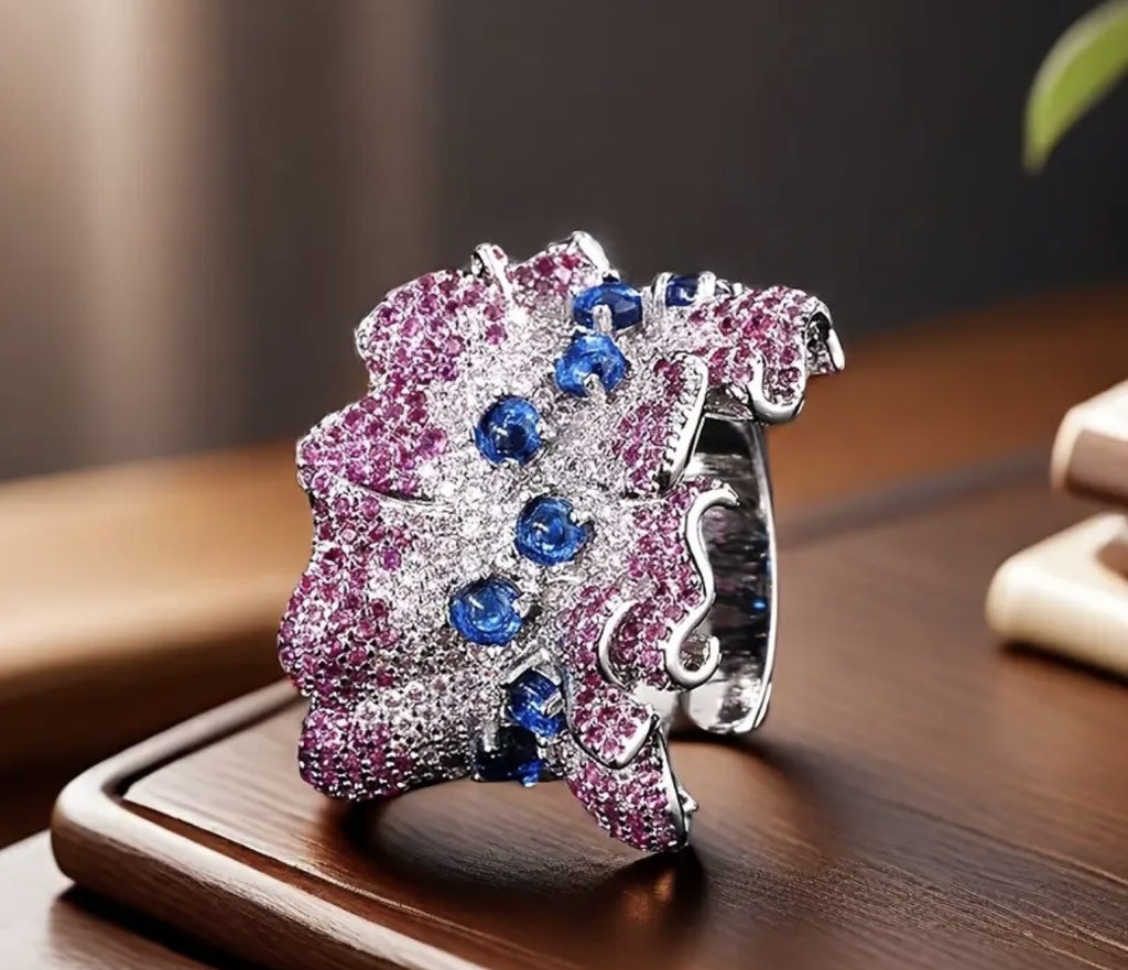 Ruby Ribbon zircon adjustable ring