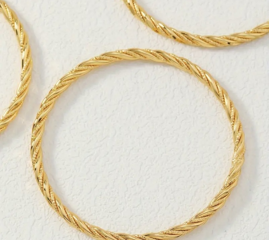 Vintage 24K gold plated twisted bangles four bracelets Set 
