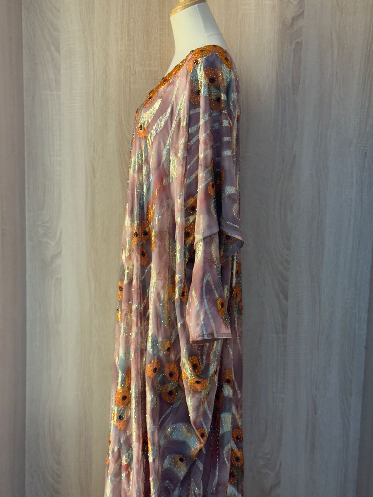 Designer Embroidered Kaftan – Amber Floral Sequin Work