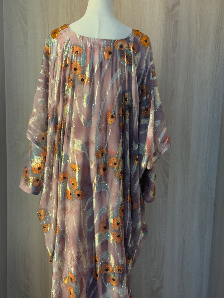 Designer Embroidered Kaftan – Amber Floral Sequin Work