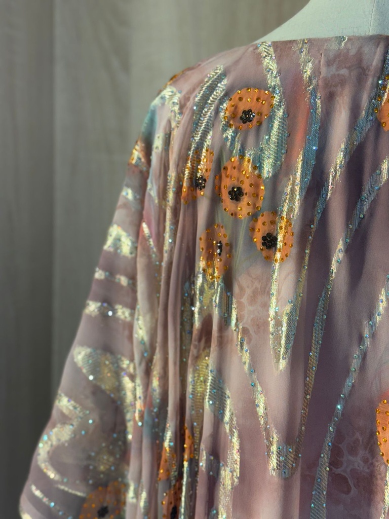 Designer Embroidered Kaftan – Amber Floral Sequin Work
