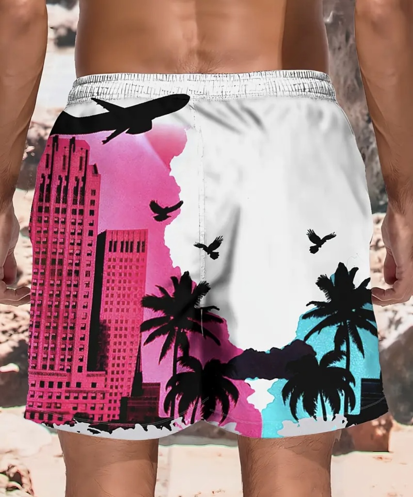 Men's Vacation Print Beach Shorts  