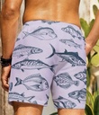 Men's Fish print white Beach Shorts 